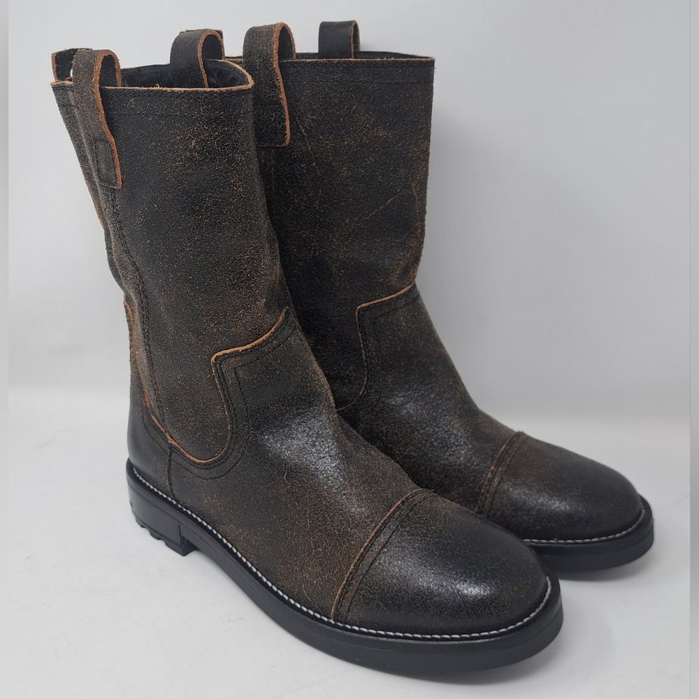 Diesel Men's Throuper Boots Biker Cowhide Leather Distressed Brown 10.5 US 44 EU - Picture 10 of 15